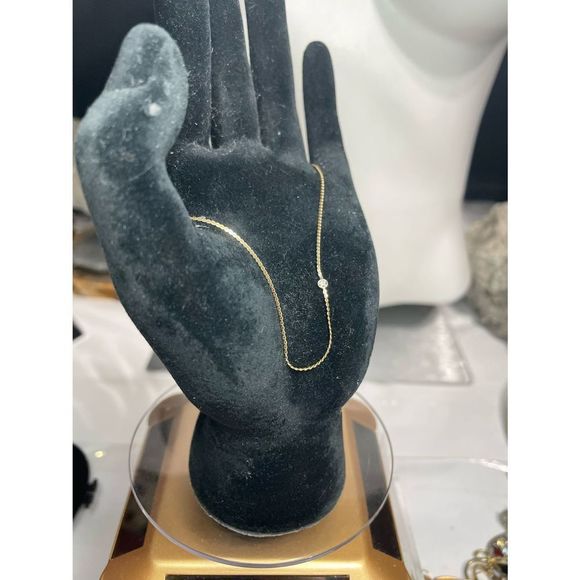 SOLD! 14k yellow gold diamond anklet - Picture 6 of 6